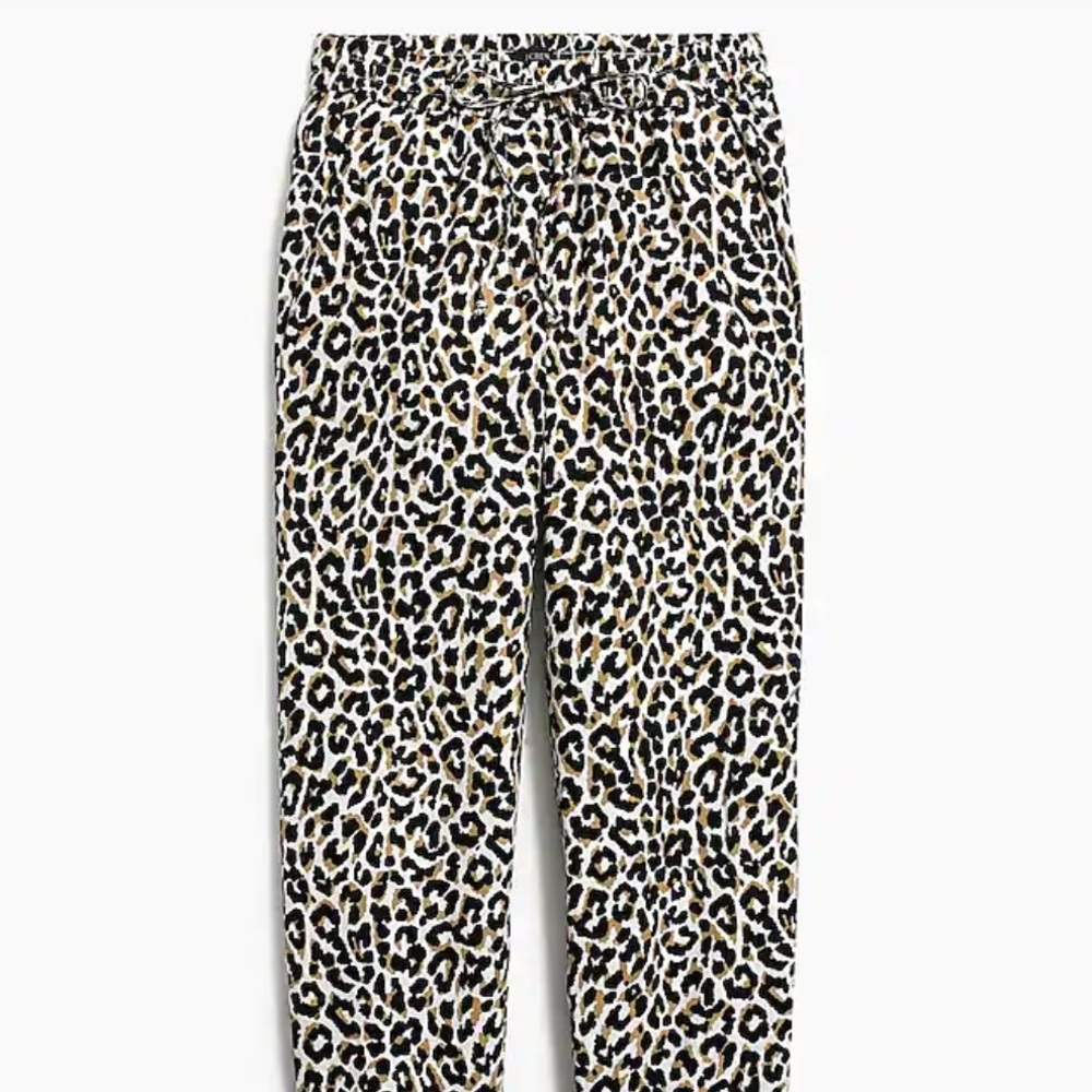 Leopard Print Lined Drawstring Pants - image 3